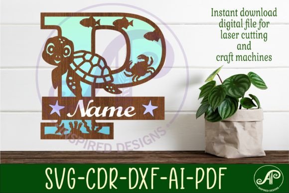 Download Turtle Ocean Capital Monogram Letter P - Premium Bundle