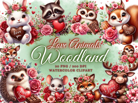 Download Valentine Cute Woodland Animals Clipart - Cute woodland animals Collection