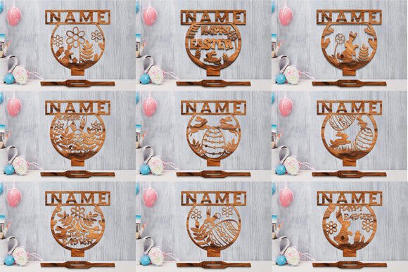 Download Easter Name Sign Stands Laser Cut Bundle - Easter name sign Collection