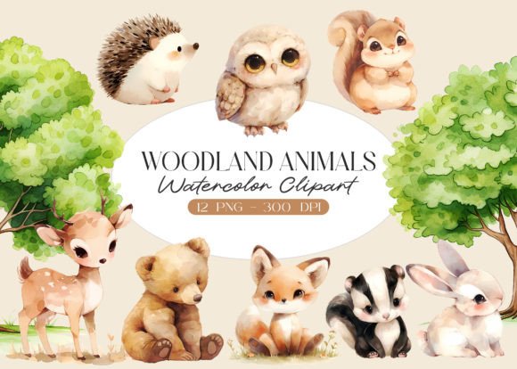 Download Cute Woodland Animals Watercolor Clipart - Cute woodland animals Collection