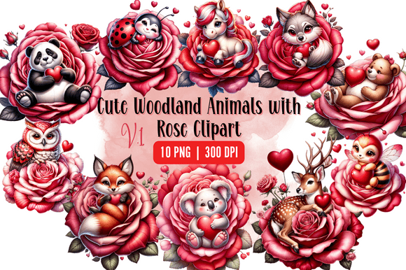 Download Watercolor Cute Woodland Animals Roses - Cute woodland animals Collection