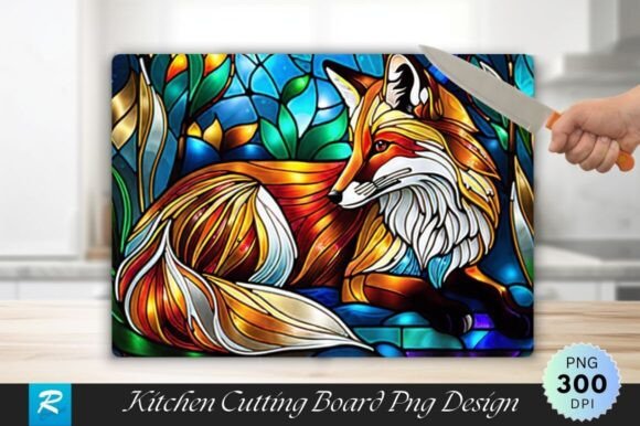 Download Fox Stained Glass Cutting Board Design - Premium Resources