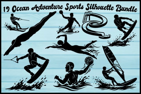 Download 19 Ocean Adventure Sports Silhouette Set - Adventure sports Collection